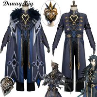 Genshin Impact Fatui The Captain Cosplay Costume Wig Capitano Outfit Boots 3D Mask Halloween Party Roleplay Suit