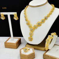 Luxury Nigerian Bridal Necklace And Earrings Jewelry Sets For Women Dubai 24k Gold Color Flower Pendant Set Wedding Party Gifts