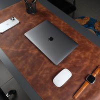 Genuine Leather Desk Pad, Office Desk Mat with Non-Slip Bottom, Smooth Surface for Mouse & Keyboard, Desk Protector