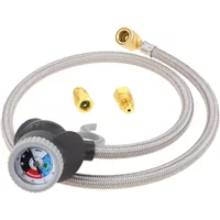 R134A AC Refrigerant Charge Hose Kit with Gauge,Car HVAC Refrigerant Recharge Kit,1/2'' Acme Female to 1/2'' Male Flare Adapter
