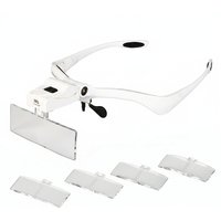 New LED Head Magnifier with 2 LED Lights 1.0X To 3.5X Hands Free Headband Magnifier for Watch Repair Reading Magnifying Glasses