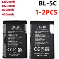1-2Pcs 3.7V 1020mAh Battery BL-5C BL5C BL 5C Rechargeable Batteries For 2112 2118 2255 2270 2280 2300 2600 2610 3125 3230
