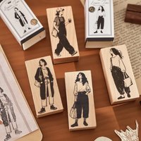 Creative Fashion Girl Wood Stamp Vintage Plants Collage Rubber Stamps DIY Scrapbooking Standard Wooden Plants Stamp