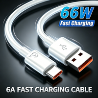 66W 6A Super Fast Charging Cable For Huawei Pura Honor USB To Type C Wall Power Adapter Cable for Realme Xiaomi POCO Redmi USB-C