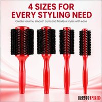 Professional 4 Sizes Beech Wood Round Hair Brush Set Boar Bristle Anti Frizz Volume Curling Styling Brush for Salon Barber Home