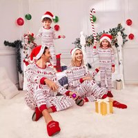 2025 Christmas Family Pack Family New Year set Christmas cotton soft family pajamas Home set Red New Year atmosphere