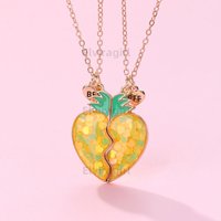 A Girl 2Pcs/set Fruit Series Cute Pineapple Heart-shaped Best Friend Necklace for Women Fashion Friendship Gifts