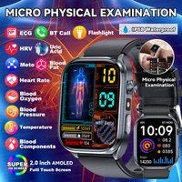 2026 New ECG+PPG AI Healthy Diagnose Smart Watch Men Blood Lipid Uric Acid BT Call Flashlight Blood Pressure Health Smartwatch