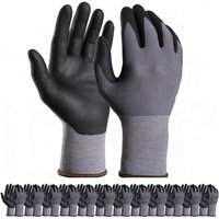 12PCS Safety Work Gloves Microfoam Nitrile Coated Touchscreen Heavy Duty Gloves with Grip for Men Women Gardening Mechanic Auto