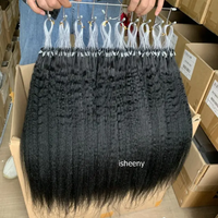 Micro Links Hair Extensions Kinky Straight 50pcs/pack Micro Loop Human Hair Extensions Malaysian Yaki Micro Ring Tips Hair