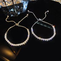 Luxury Adjustable Bracelet Women's Fashion Temperament Geometric Square Rhinestone Bracelet Wristband Party Wedding Jewelry