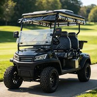 Luksusowy, dopuszczony do ruchu drogowego wózek golfowy zasilany baterią litową 72V, wyposażony w wygodne siedzenia z podłokietnikami i regulowanymi ustawieniami.