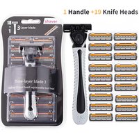 Shaver Men Razor Three Layer Stainless Blade Shaver Reusable Hair Removal Shaver Old Style With Lubricating Strip Manual Razor