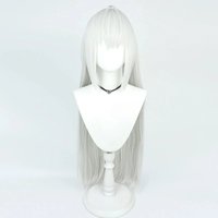 Synthetic Hair Shirasu Azusa Cosplay Wigs Blue Archive Shirasu Azusa 80cm Long Straight Silver White Wig Heat Resistant