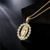 Good Quality Virgin Mary Women/men Necklaces, Gold Color Stainless Steel Virgin Mary Pendant With CZ Stone,Elegant Jewelry Gift