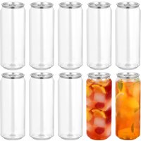 10Pcs Milk Tea Pet Bottles Easy-Grip Pull Lid Storage Containers Clear Plastic Coffee Juice Storage Bottle for Beverage Drinks