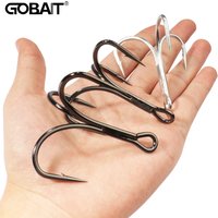 Huge Treble Hooks 4X Strong 1#-10/0# Fishhook Super Sharp Barbed Carbon Steel Anchor Tackle Round Bend Angle for Big Fish Hook