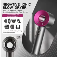 High Speed Negative Ionic Hair Dryer, 110,000 RPM Thermo-Control Blow Dryer for Fast Drying, Lightweight Portable Travel Blowdry