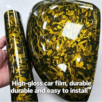 High Gloss Flower Carbon Gold Stickers for Car Sticker Car Wrap Vinyl Decals for Vehicle Automotive Exterior Film Wrapping Parts