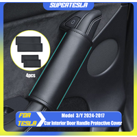 4pcs/set Door Inner Handle Protector Cover Leather For Tesla Model 3/Y 2024 Car Interior Accessories Auto Parts 2023 2022 2021