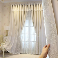 1pc 100% Privacy Protect European Double Layer Curtains Sheer Overlay Solid Back Aesthetic Design for Bedroom and Living Room image 3