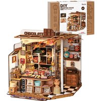 Rolife Henry's Chocolate DIY Miniature House Kit Wooden Dollhouse Model Building Kit With LED Craft Gifts for Adults