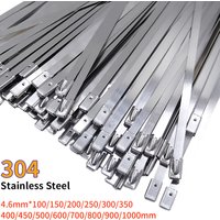 10/200Pcs Stainless Steel Cable Ties Reusable Self-sealing Fastening Ring Cable Tie Multi-Purpose Metal Hardware Cable Organizer