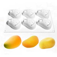 6 Cavity Mango Mousse Cake Mold Fruit Shaped Food-Grade Silicone French Pastry Baking Mold Heat-Resistant Reusable