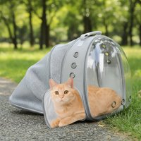 Expandable Cat Backpack Carrier Pets Travel Carrier for Kitty Small Dog (Grey)