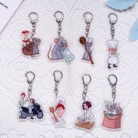 1/10Pcs Disney Ratatouille Remy Skinner Car Keychain Acrylic Keyrings Bag Charms Backpack Pendant Prop Decoration Friends Gifts