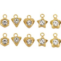 20pcs Stainless Steel Zircon Star Love Hearts Charms Pendants for DIY Necklace Bracelets Earring Jewelry Making Supplies Finding