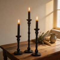 Black Roman Column Iron Candlestick Holder American Style Tall Taper Candle Stand for Wedding Dinner Home Table Decor
