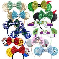 New Mouse Ears Headband Cartoon Sequin Bows Headwear Birthday Party Christmas Halloween Princess Cosplay Costume For Women Adult