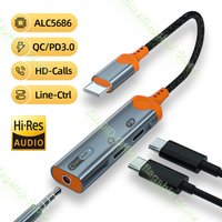 3in1 USB Type-C to 3.5mm/Dual USB C Earphone Adapter PD60W 32Bit/384KHz DAC Audio Aux Headphone Converter For iPad Pro Samsung