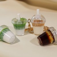 Mini Coffee Cup Matcha Latte Iced Americano Latte Realistic Drink Model Keychain Charm Resin Fake Food Decoration Home Deocr