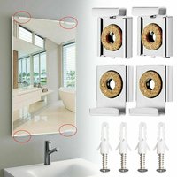 4pcs Chrome Mirror Wall Hanging Fixing Kit Frameless Clips Mounting Hanger Clamp Wall Brackets Clamps For Kitchen Living Room