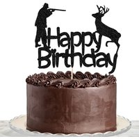Hunting Happy Birthday Cake Topper Sports Them Party Wedding Anniversary Hunt Deer Cupcake Topper Decoration Baking Supplies Diy