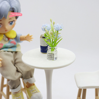 Miniature Dollhouse High-Legged round Table And Bar Chair Set Simulation Furniture Toys for Dolls House Decor