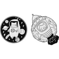 Cat Astronaut Enamel Pins Custom Cosmos Spaceship Brooches Lapel Badges Clothes Animal Jewelry Gift for Kids Friends