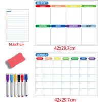 Multi Rolls Magnetic Fridge Calendar Erasable Planner Stickers 2 Sizes with 6 Pens Home Decoration & Daily Organizer