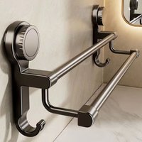 Suction Cup Bathroom Hand Towel Rack Towel Holder Wall Mount No Drill Mount 30/40/50cm Towel Bar Double Bar 2 Tier Apartment