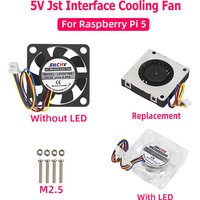 5V Cooling Fan JST Interface PWM Speed Adjustable CPU Cooling Radiator For RaspberryPi 5 4G 8G Optional LED