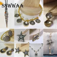 Shell Necklace Fashion Fine Jewelry Set for Women Luxury Charms Starfish Necklace Pearl Earring Ring Shell Bracelet Jewelry