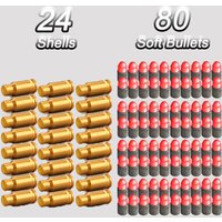 80 Soft Bullets & 24 Shells For Toy Guns Desert Eagle Pistol Colt 1911 Foam Bullets Ammo