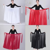 Women Chiffon Classical Dance Skirt Flowy Big Swing Skirt Wrap Lady Elegant Ballet Skirt Practice Stage Performance Costume