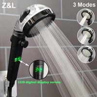 LED Digital Temperature Display Shower Head 3 Modes Large Flow Spray High Pressure Rainfall Shower Faucet Bathroom Accessories