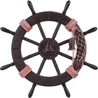 45cm Retro Rudder Wall Hang Decorative Wooden Pendant Ship Wheel Nautical Themed Beach Hanging Artistic Home Accessories