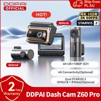 Kamera samochodowa DDPAI 4K Dash Cam Z60 Pro z obsługą HDR, przednia i tylna kamera do wnętrza samochodu, czujnik SONY STARVIS2 678, Wi-Fi 5 GHz, GPS, ADAS, rejestrator jazdy 4G wideorejestrator