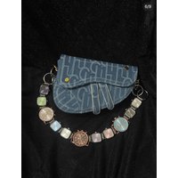 Personalized Letter Printed Saddle Bag DIY Watch Plate Strap Women's Shoulder Bag Handbag Commuting Mailman Bag Denim Bag