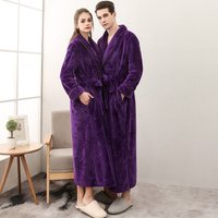 2026 Thickened Sherpa Couple Robe Long White Winter Sleepwear Belted Bathrobe